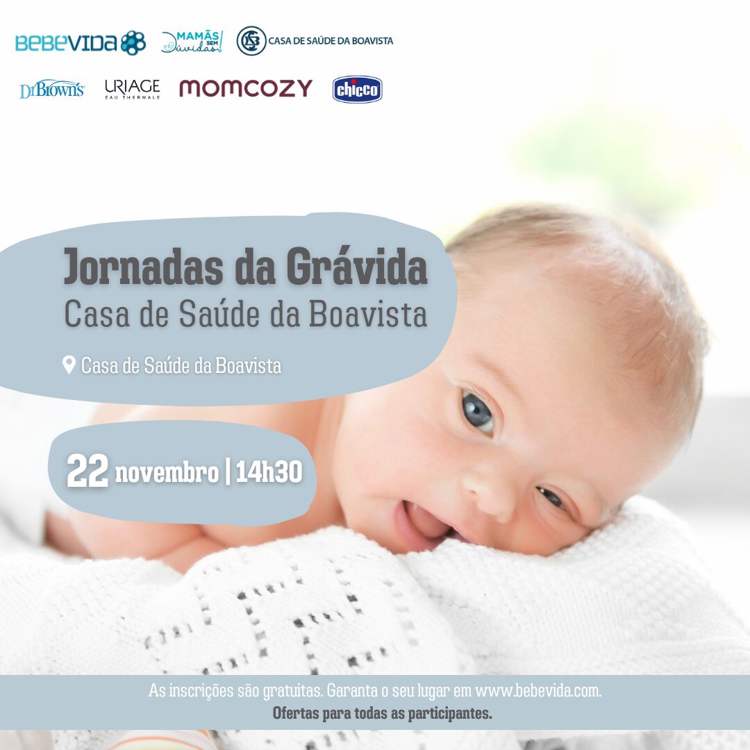 22 novembro | PortoPrograma:14:30 - Receção aos Participantes / Sessão de Boas-Vindas15:00 - O Sono no Primeiro Ano de Vida, por Dra. Rita Bianchi Aguiar, Médica Pediatra15:30 - Os Desafios do 4º Trimestre Para a Mãe e Bebé, por Enfermeira Gracinda Ferreira, Especialista em Saúde Materna e Obstétrica16:00 - Coffee-Break16:30 - Criopreservação: Uma Decisão que Cuida, por Maria Costa, Formadora do Laboratório BebéVida17:00 - Aproxima-se o Parto e Depois?, por Dra. Mafalda Castro Neves , Médica Obstetra17:30 - Visita à Maternidade / Sessão de Encerramento