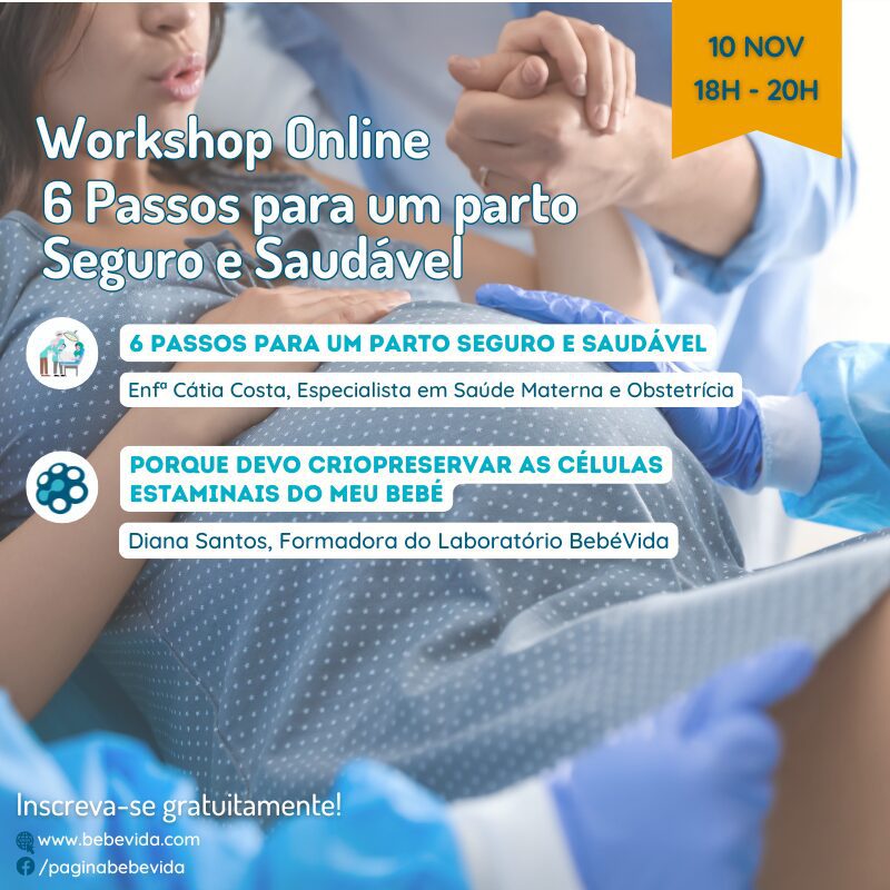 10 de novembro | Workshop Online | 6 Passos para um parto Seguro e saudável | Criopreservação | Saude materna e obstétricia | Eco 4D | Grávida